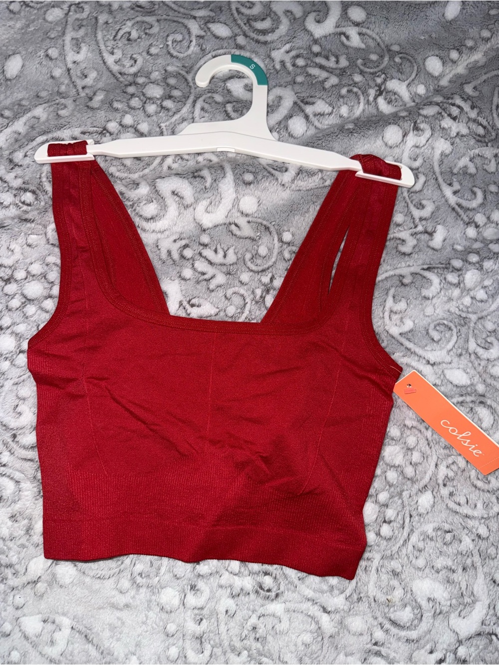 Colsie Red Seam-Detail Square-Neck Bralette